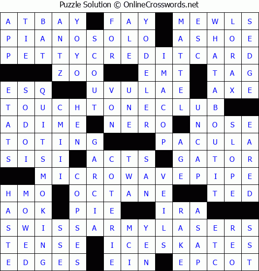 Solution for Crossword Puzzle #2836