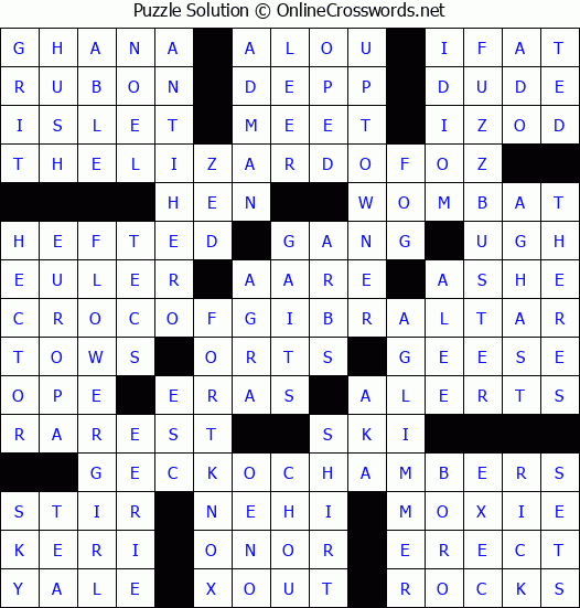 Solution for Crossword Puzzle #2841