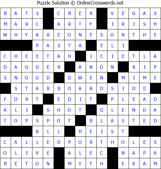 Solution for Crossword Puzzle #2842
