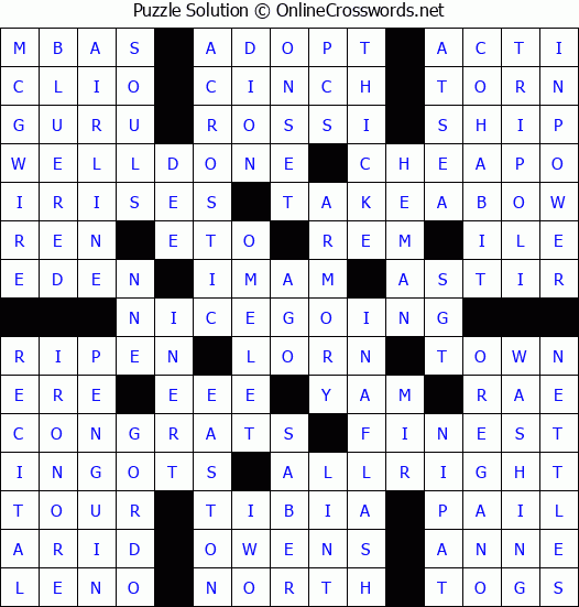 Solution for Crossword Puzzle #2843