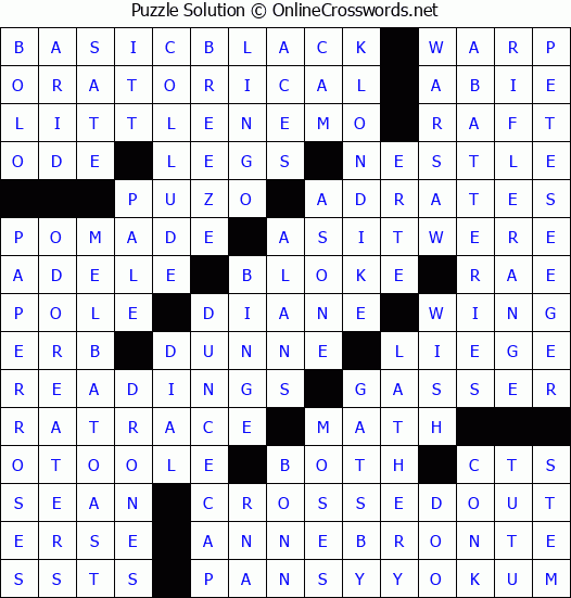 Solution for Crossword Puzzle #2847