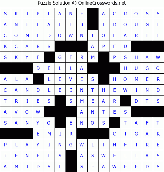 Solution for Crossword Puzzle #2849