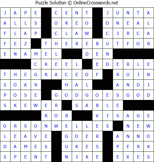 Solution for Crossword Puzzle #2850