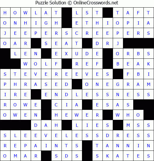 Solution for Crossword Puzzle #2857