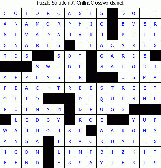 Solution for Crossword Puzzle #2861