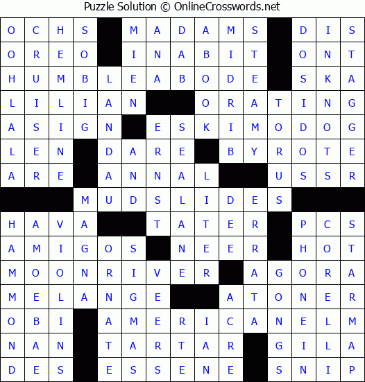 Solution for Crossword Puzzle #2862