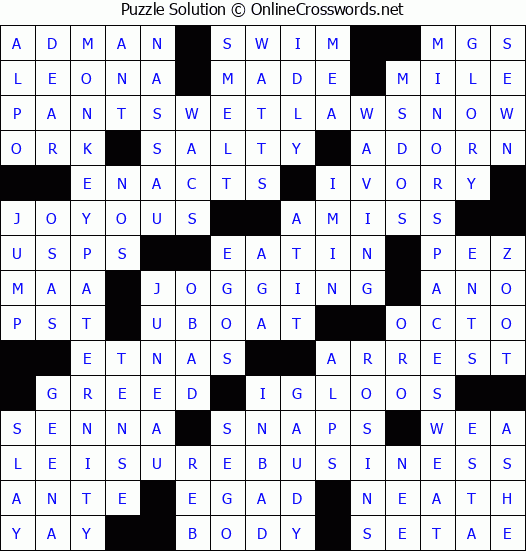 Solution for Crossword Puzzle #2863
