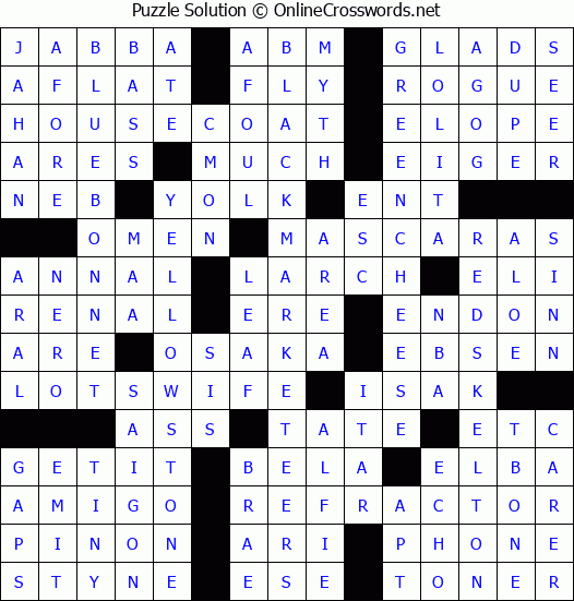 Solution for Crossword Puzzle #2864