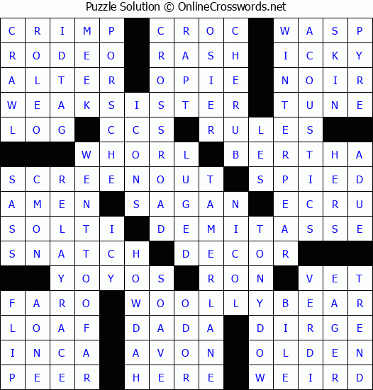 Solution for Crossword Puzzle #2865