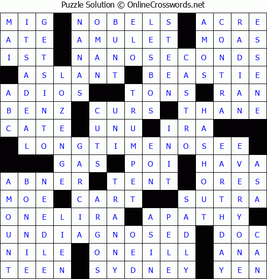 Solution for Crossword Puzzle #2866