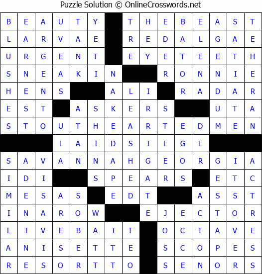 Solution for Crossword Puzzle #2868