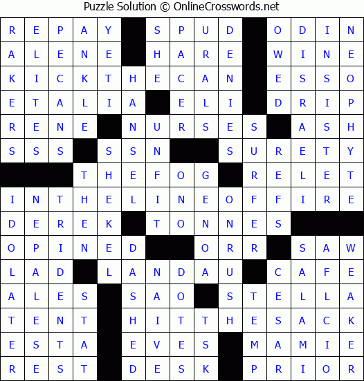 Solution for Crossword Puzzle #2872