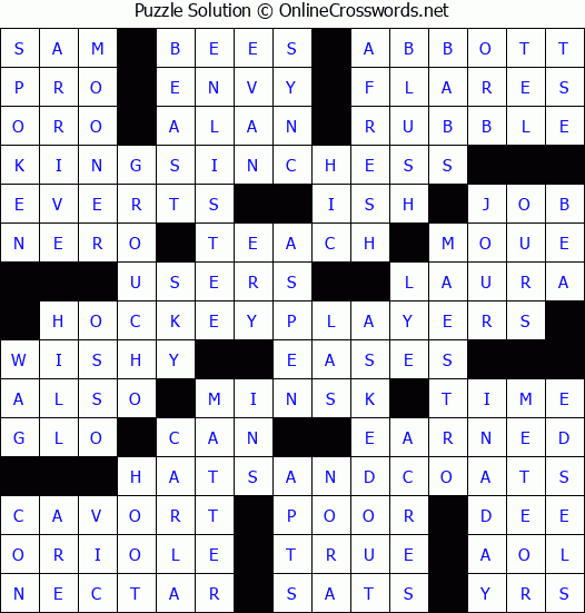 Solution for Crossword Puzzle #2873