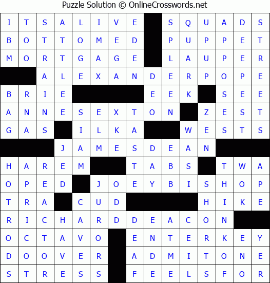 Solution for Crossword Puzzle #2876