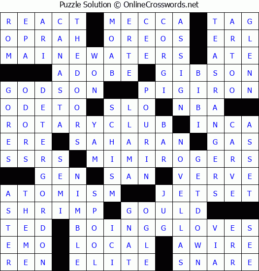 Solution for Crossword Puzzle #2880