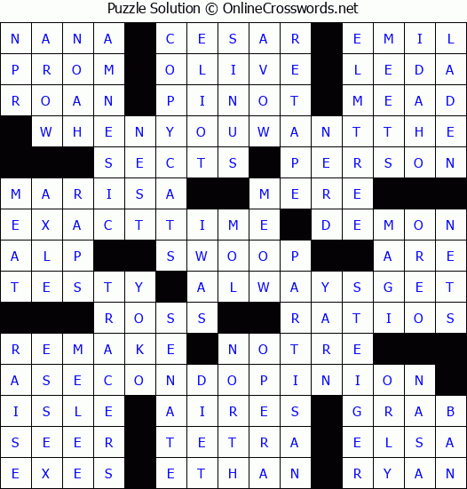 Solution for Crossword Puzzle #2881