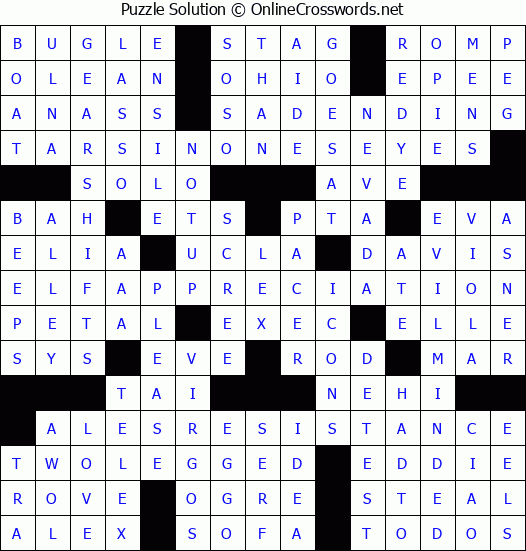 Solution for Crossword Puzzle #2886