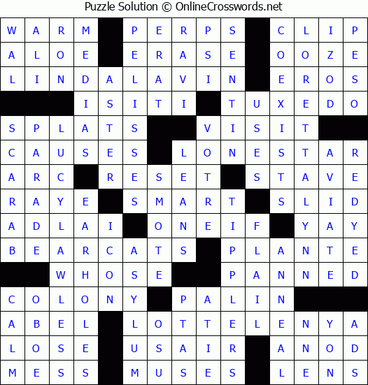 Solution for Crossword Puzzle #2887