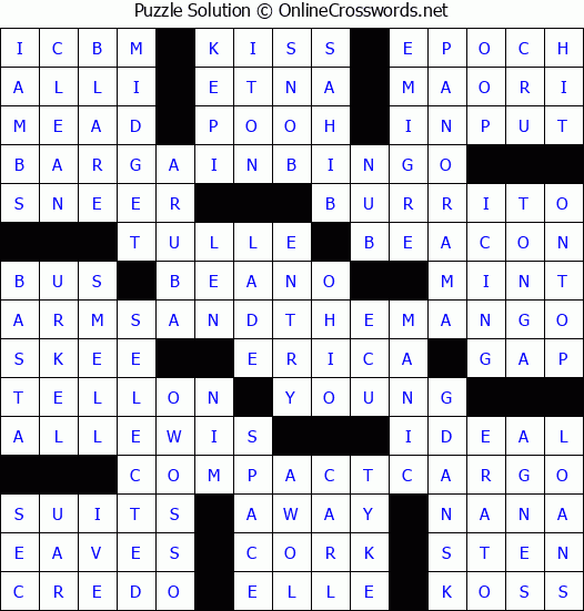 Solution for Crossword Puzzle #2888