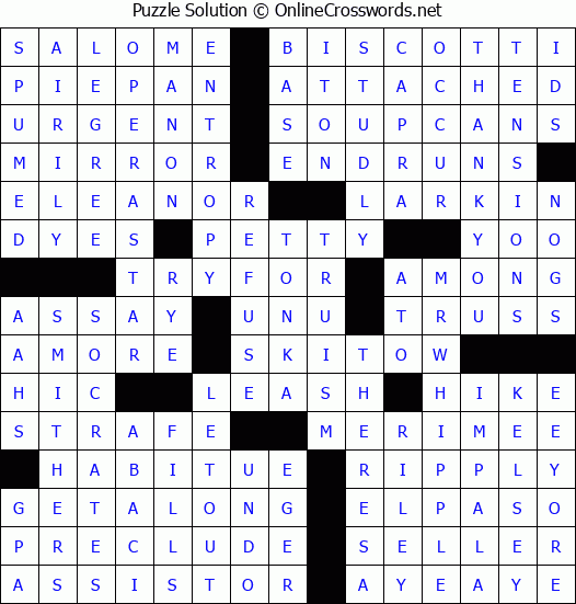Solution for Crossword Puzzle #2889