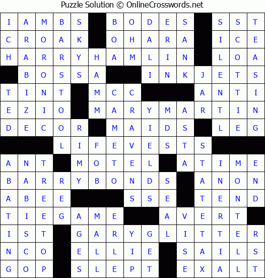 Solution for Crossword Puzzle #2890