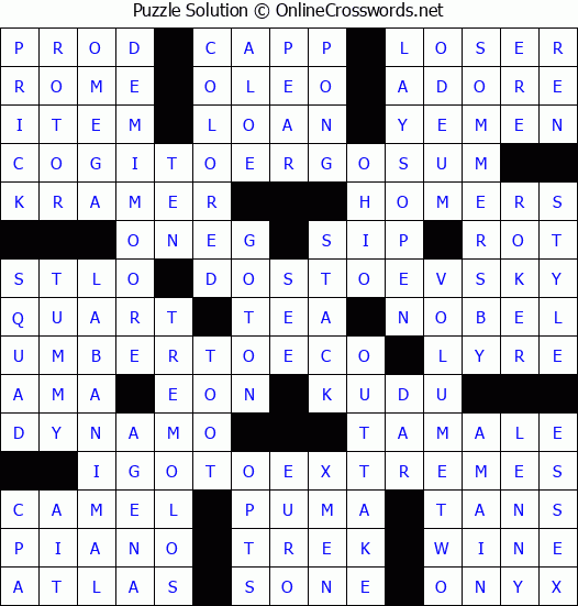 Solution for Crossword Puzzle #2893