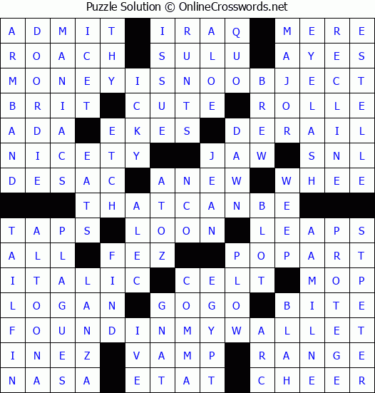 Solution for Crossword Puzzle #2894