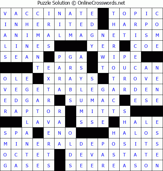 Solution for Crossword Puzzle #2904