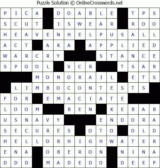 Solution for Crossword Puzzle #2907