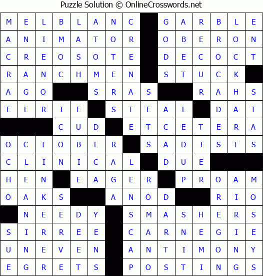Solution for Crossword Puzzle #2910