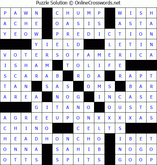 Solution for Crossword Puzzle #2912
