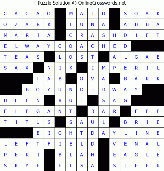 Solution for Crossword Puzzle #2919