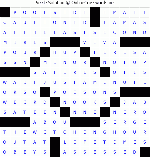 Solution for Crossword Puzzle #2920