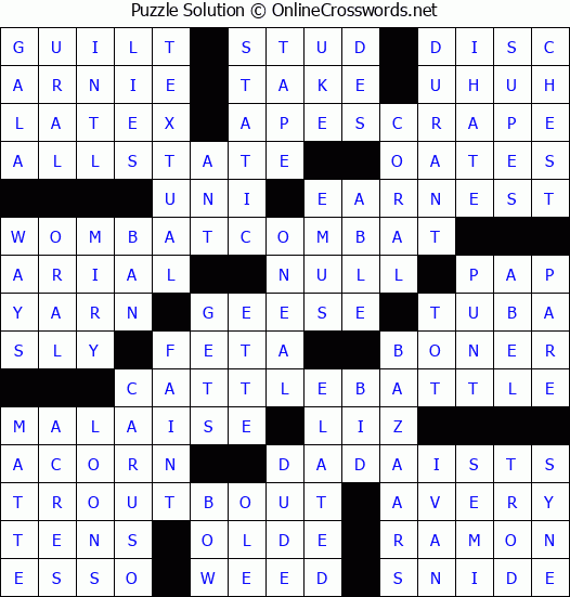 Solution for Crossword Puzzle #2921