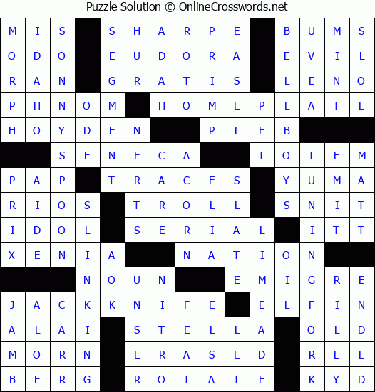 Solution for Crossword Puzzle #2922