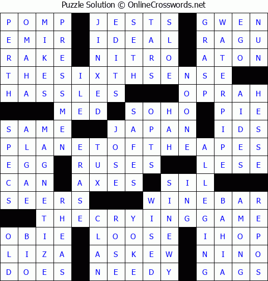 Solution for Crossword Puzzle #2923