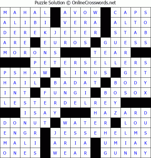 Solution for Crossword Puzzle #2925