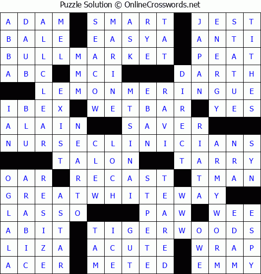 Solution for Crossword Puzzle #2927
