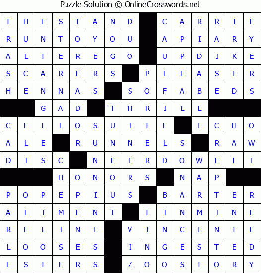 Solution for Crossword Puzzle #2931