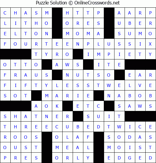 Solution for Crossword Puzzle #2934
