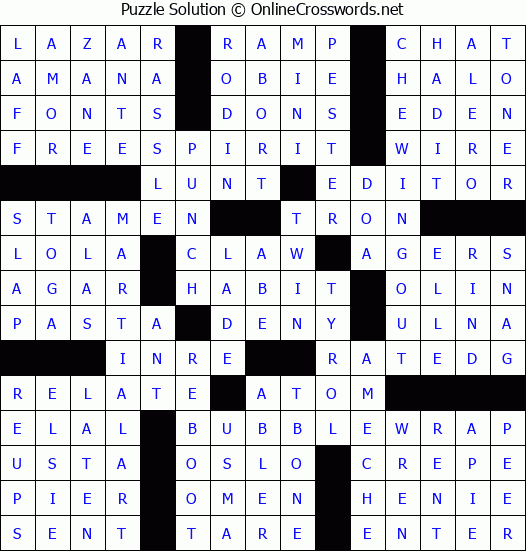 Solution for Crossword Puzzle #2935