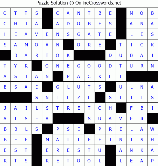 Solution for Crossword Puzzle #2940