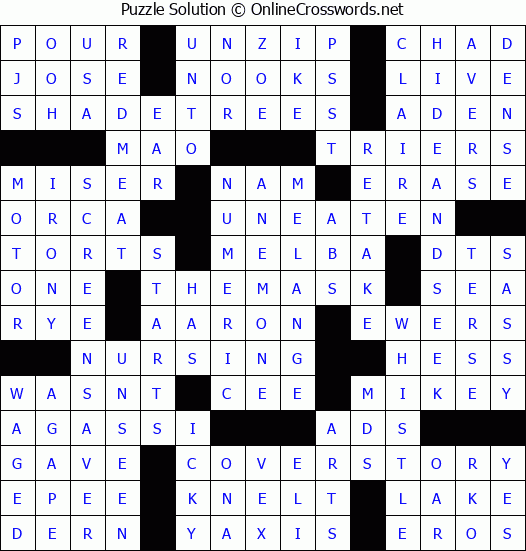Solution for Crossword Puzzle #2943