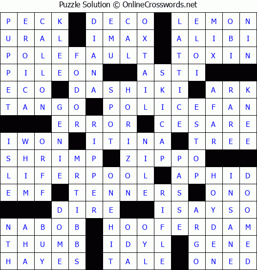Solution for Crossword Puzzle #2947