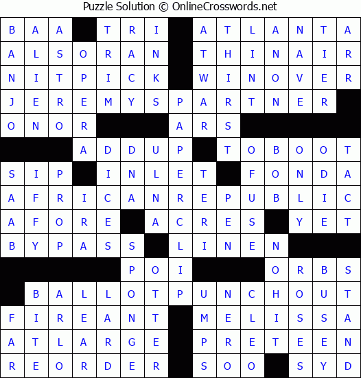Solution for Crossword Puzzle #2948