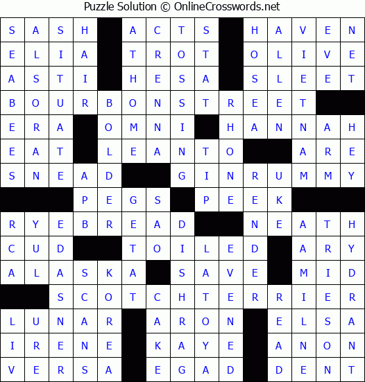 Solution for Crossword Puzzle #2950
