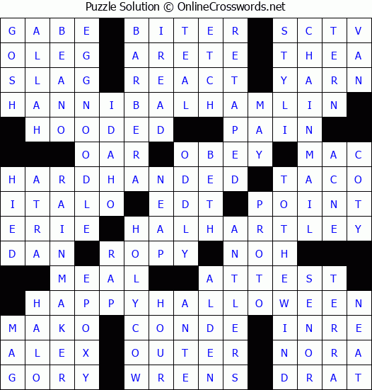 Solution for Crossword Puzzle #2951