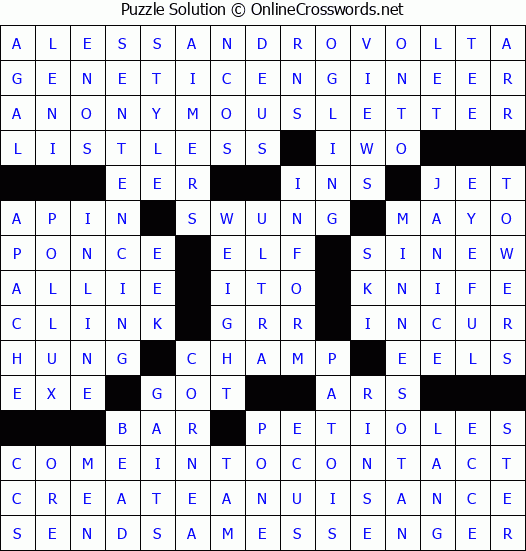 Solution for Crossword Puzzle #2952