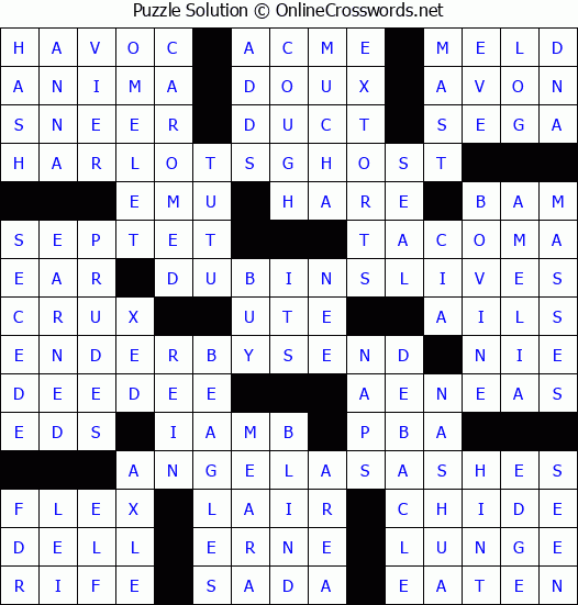 Solution for Crossword Puzzle #2958