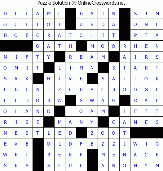 Solution for Crossword Puzzle #2959